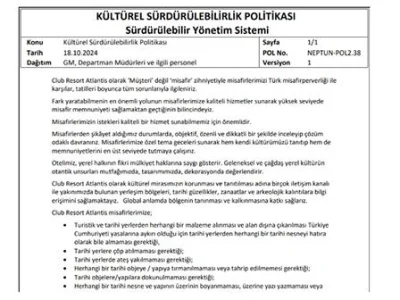 NEPTUN-POL2.38 Kültürel Sürdürlebilirlik Politikası