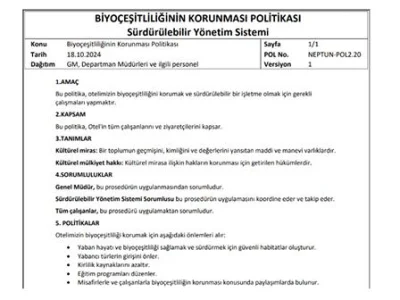 NEPTUN-POL2.20 Biyoçeşitliliğinin Korunması Politikası